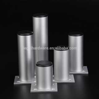 Venta caliente cilindro elegante aluminio muebles pata para mesa de vidrio
