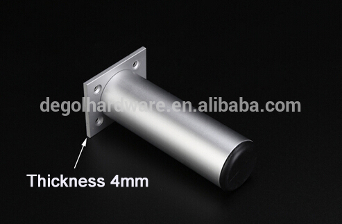 Venta caliente cilindro elegante aluminio muebles pata para mesa de vidrio