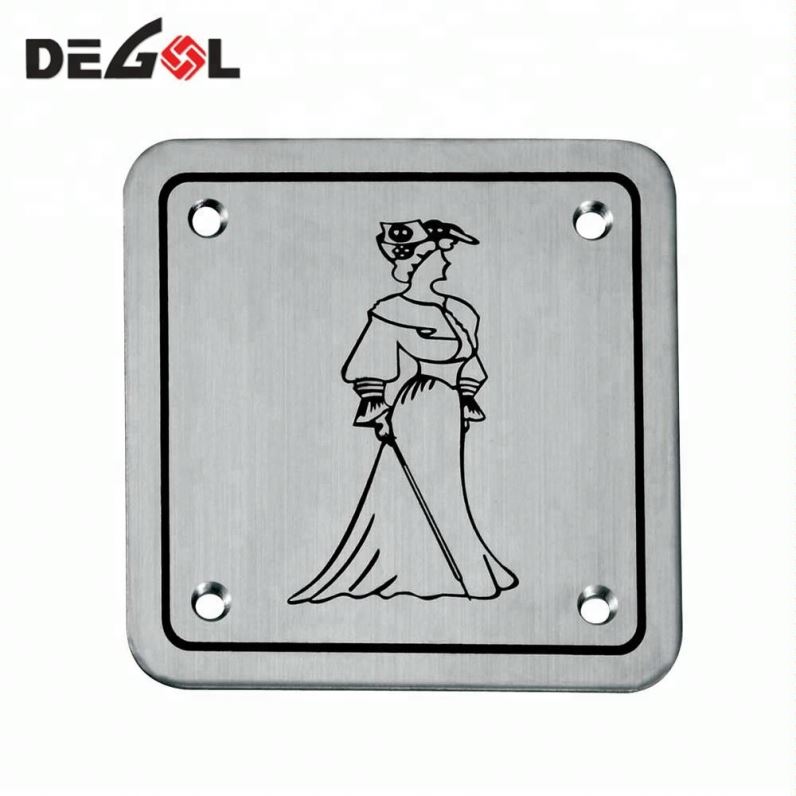 Placa de señalización de puerta de advertencia de atención de acero inoxidable cuadrada de venta caliente