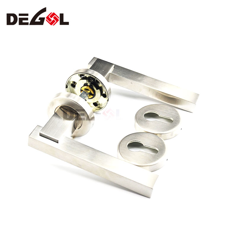 Manija de puerta de acero inoxidable 304 de aleación de aluminio o zinc dorado con juego de cerradura
