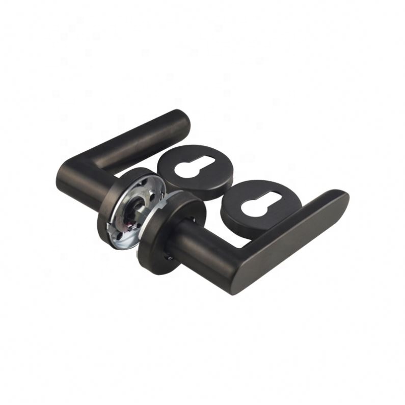 Accesorios modernos de puerta de madera de palanca sólida de acero inoxidable