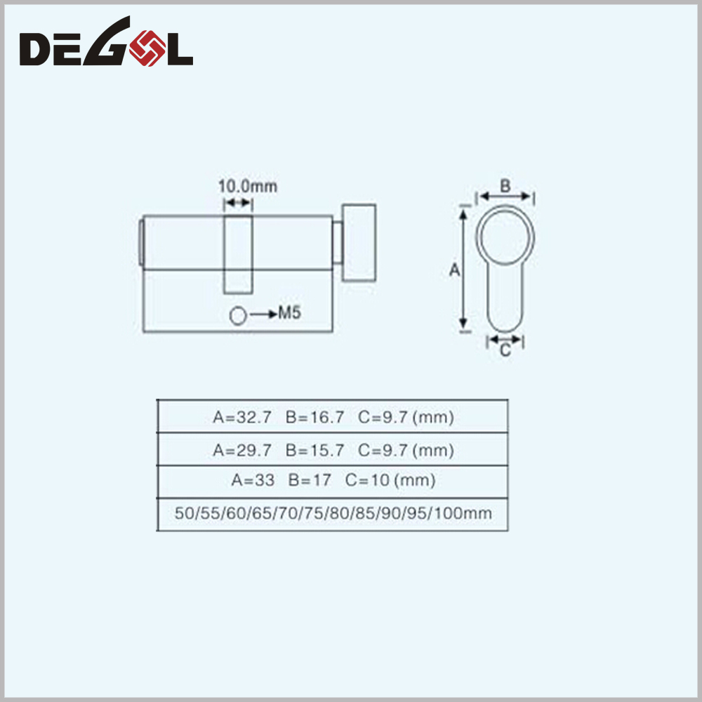 Perilla de giro de zinc de 60 mm tipos de cilindro cerradura de cilindro de puerta