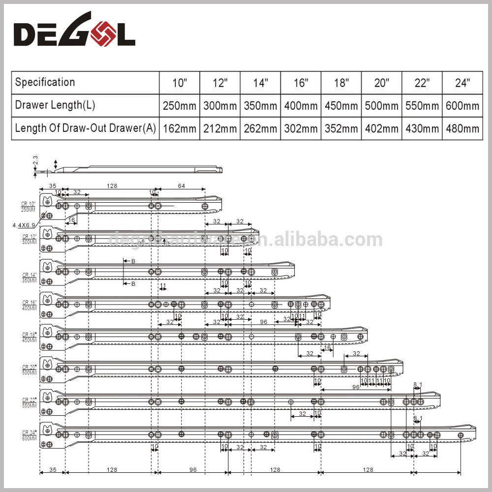 Nuevo estilo de triple extensión del cajón tope de riel deslizante