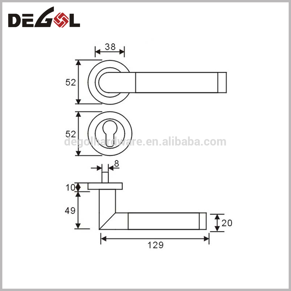 Tirador de puerta industrial de aleación de zinc en dos tonos con roseta para puerta de entrada