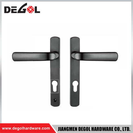 SL1003 Manija de puerta de aluminio de diseño moderno 85 con cerradura plana negra de doble cara para ventanas de apartamentos