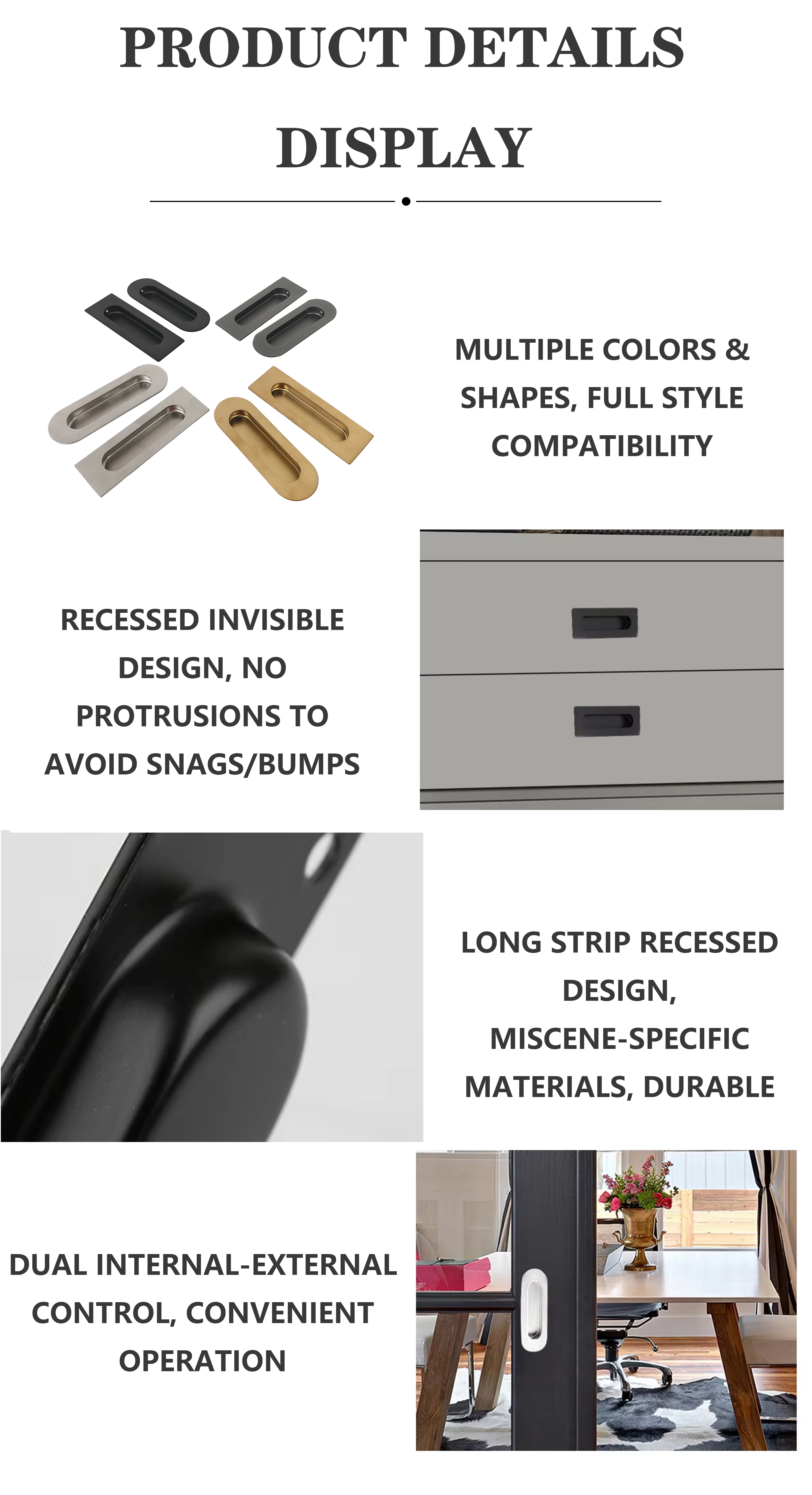 Marcos de puerta de metal de madera tipo multi del ajuste universal de la manija rasante oculta