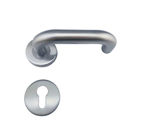 Dominica estilo China precio barato de alta calidad de acero inoxidable y manija de la palanca de la puerta de base de plástico