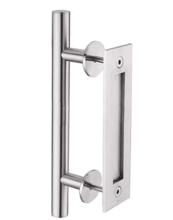 Manija de puerta de aleación de zinc de diseño único vertical de precio barato en placa