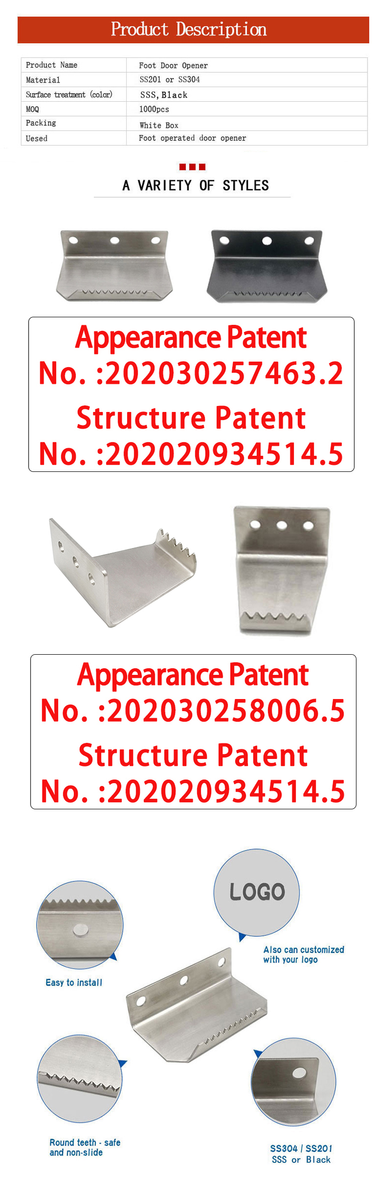 abridor de puerta de pie