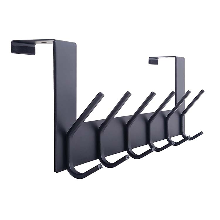 HKS1201 Soporte para colgar sobre la puerta de acero inoxidable, plateado, resistente, gancho de tela para abrigo, bata, sombrero, ropa, toallas colgantes