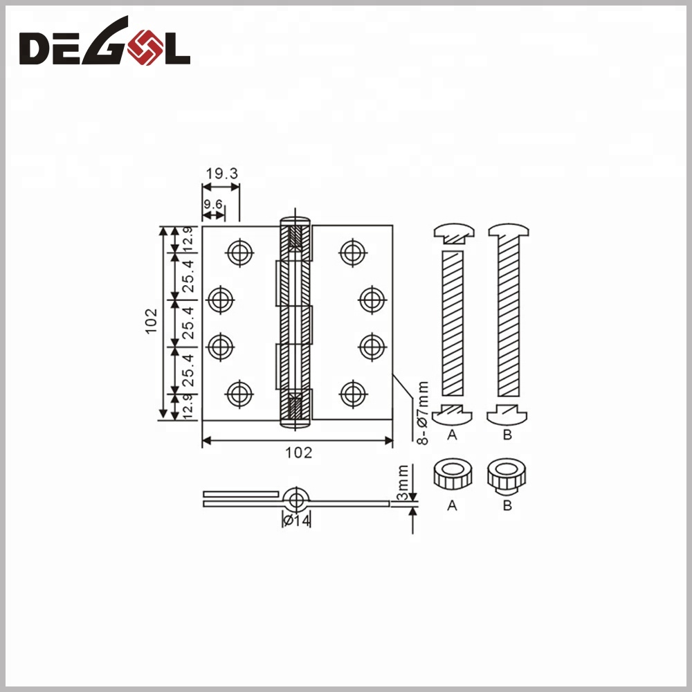Bisagra de puerta de metal de acero inoxidable de alta resistencia 2 bisagras de puerta con rodamiento de bolas