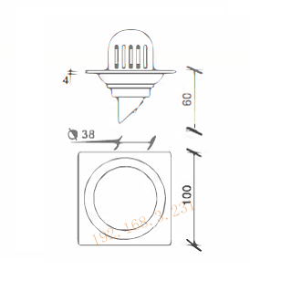 Latón XG-440BC5A Drenaje de piso con tratamiento de cromato de espesor de 4,0 mm para baño y cocina