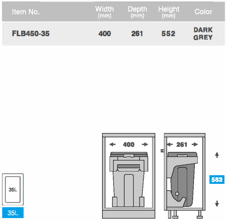 FLB-450-35 Contenedor Multi Fit con asa extraíble y laterales de cierre suave