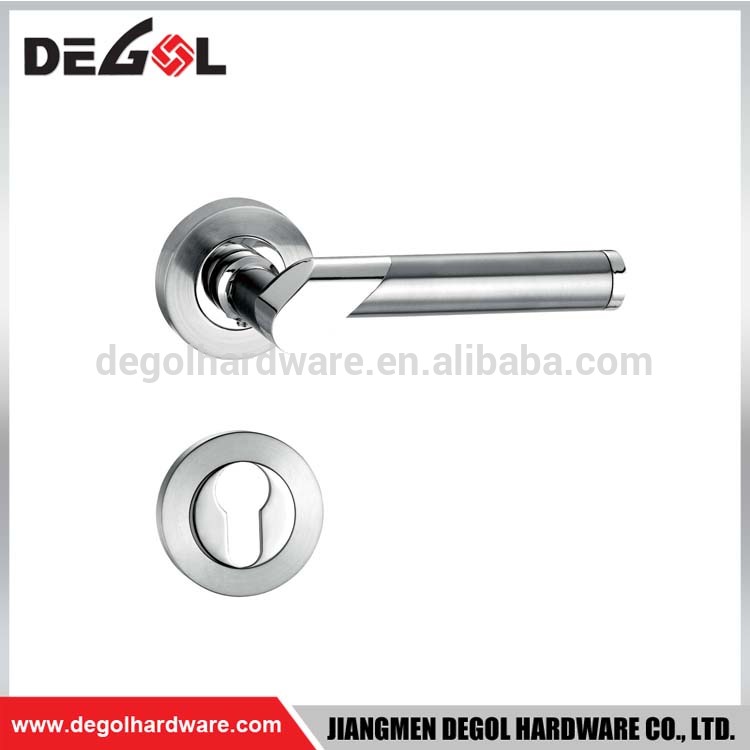 Tirador de puerta industrial de aleación de zinc en dos tonos con roseta para puerta de entrada