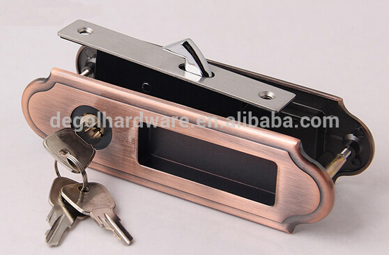 Cerradura de puerta corrediza de madera clásica cerradura de puerta corrediza de aleación de zinc cobre cobre latón antiguo