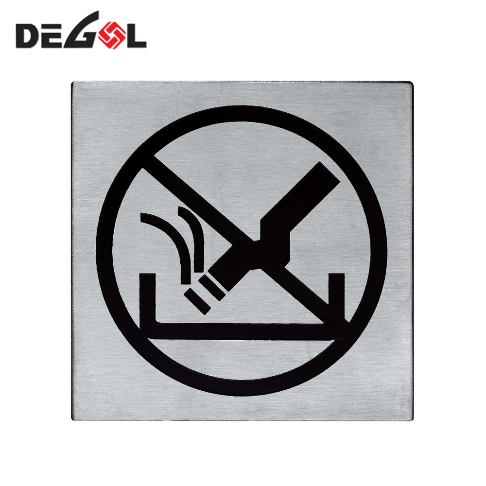Placa de puerta de señal de prohibido fumar de acero inoxidable SP1019 para centro comercial