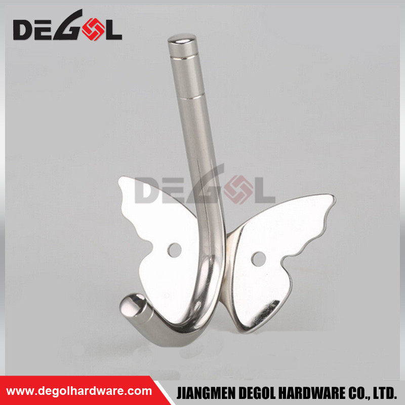 Gancho de puerta CH1001 Nuevo producto Diseño de mariposa de acero inoxidable Compre gancho de pared con tornillo de hardware, gancho para baño con gancho, gancho de pared con tornillo Producto en Degol Hardware Co., Ltd