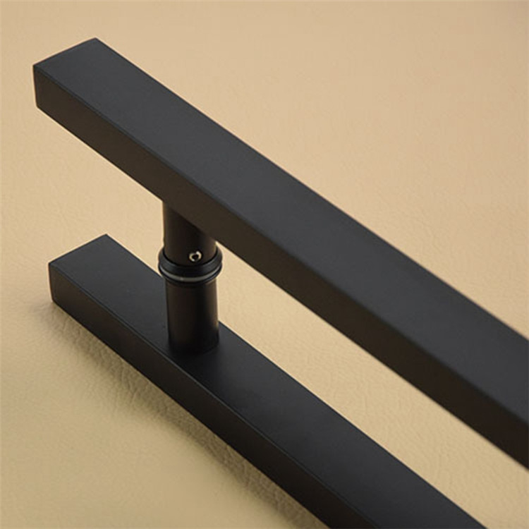 DP1017 Manija de tiro de puerta industrial de puerta de vidrio en forma de H de acero inoxidable cuadrado negro