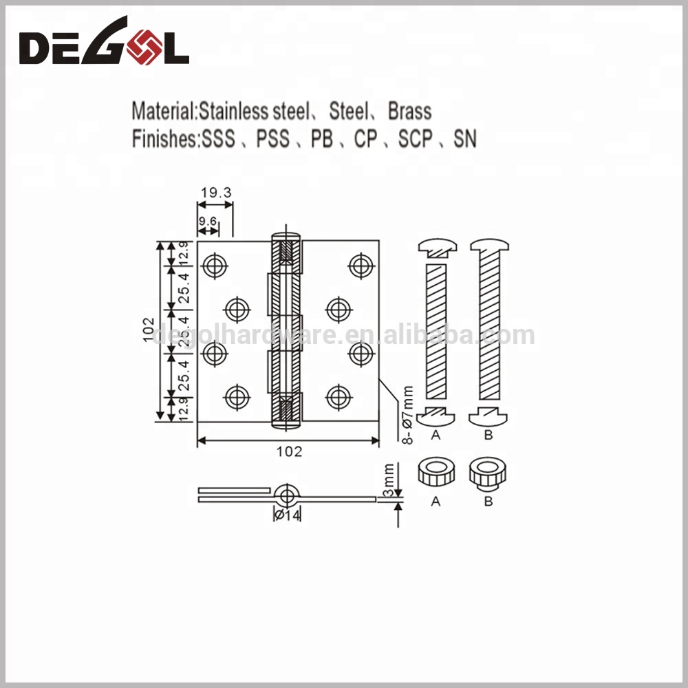 Bisagra de puerta de rodamiento de bolas de acero inoxidable de grado 316