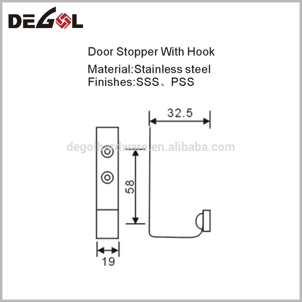 Tope de puerta de resorte de goma de acero inoxidable moderno con gancho
