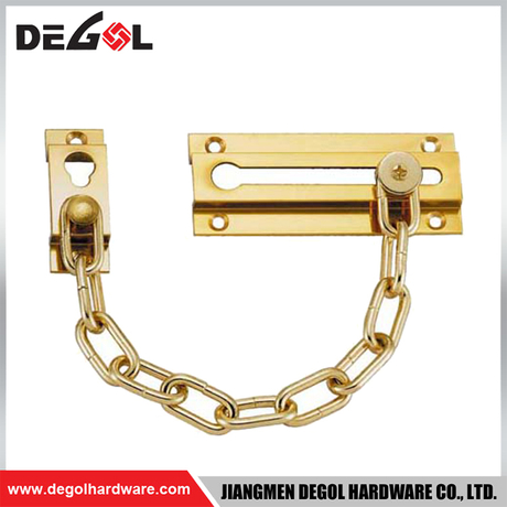 Cadena de puerta de seguridad de cadena de puerta satinada con bola deslizante de acero inoxidable dorado de 85x63mm