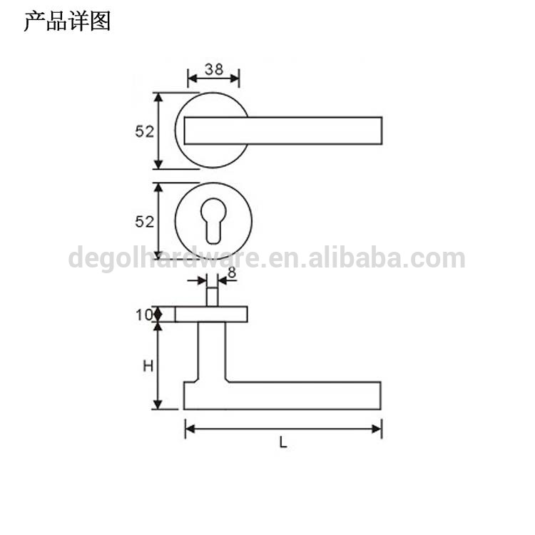 DEGOL HARDWARE-LH1007 manija de la palanca del tubo de bloqueo de la puerta