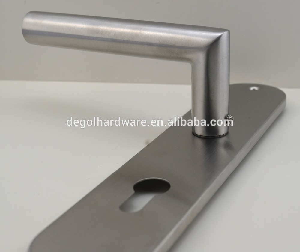 Manija de puerta de palanca de acero inoxidable de alta calidad en placa rectangular
