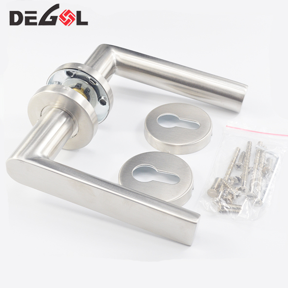 Manija de puerta sólida resistente de acero inoxidable, interior, barata, de alta calidad, palanca ss, jiangmen
