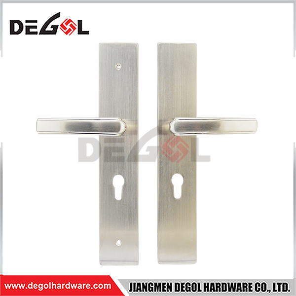 Tirador de puerta profesional de acero inoxidable con placa.