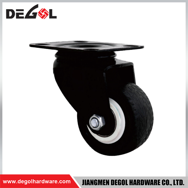FC1007 Rueda negra para muebles con casquillo de montaje de freno Ruedas giratorias Rueda con vástago para cuello con agarre para muebles negros Uso de fácil instalación