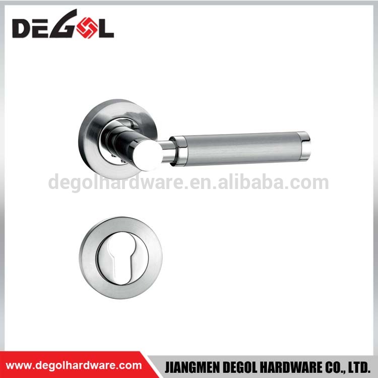 Tirador de puerta industrial de aleación de zinc en dos tonos con roseta para puerta de entrada
