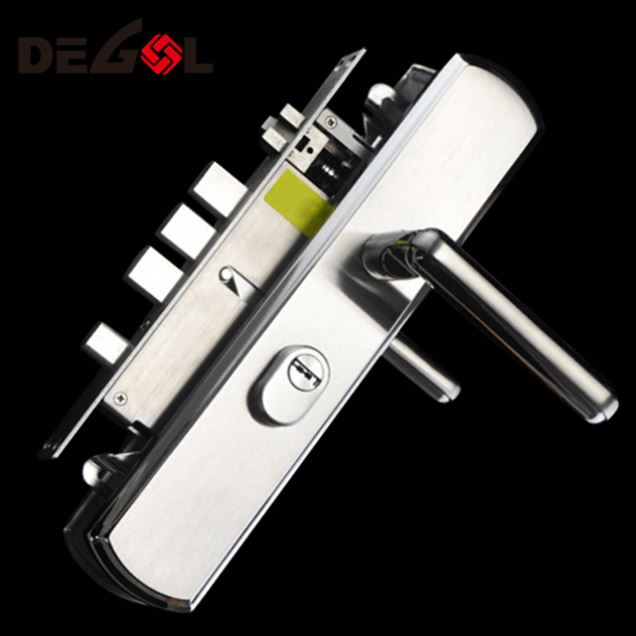 Buena calidad de acero inoxidable bicolor ss cerradura de la manija de la puerta con placa
