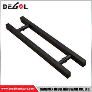 DP1017 Manija de tiro de puerta industrial de puerta de vidrio en forma de H de acero inoxidable cuadrado negro