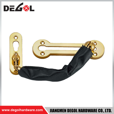 Cadena de puerta de seguridad dorada de 130*35 mm con funda de cuero aplicable a múltiples puertas
