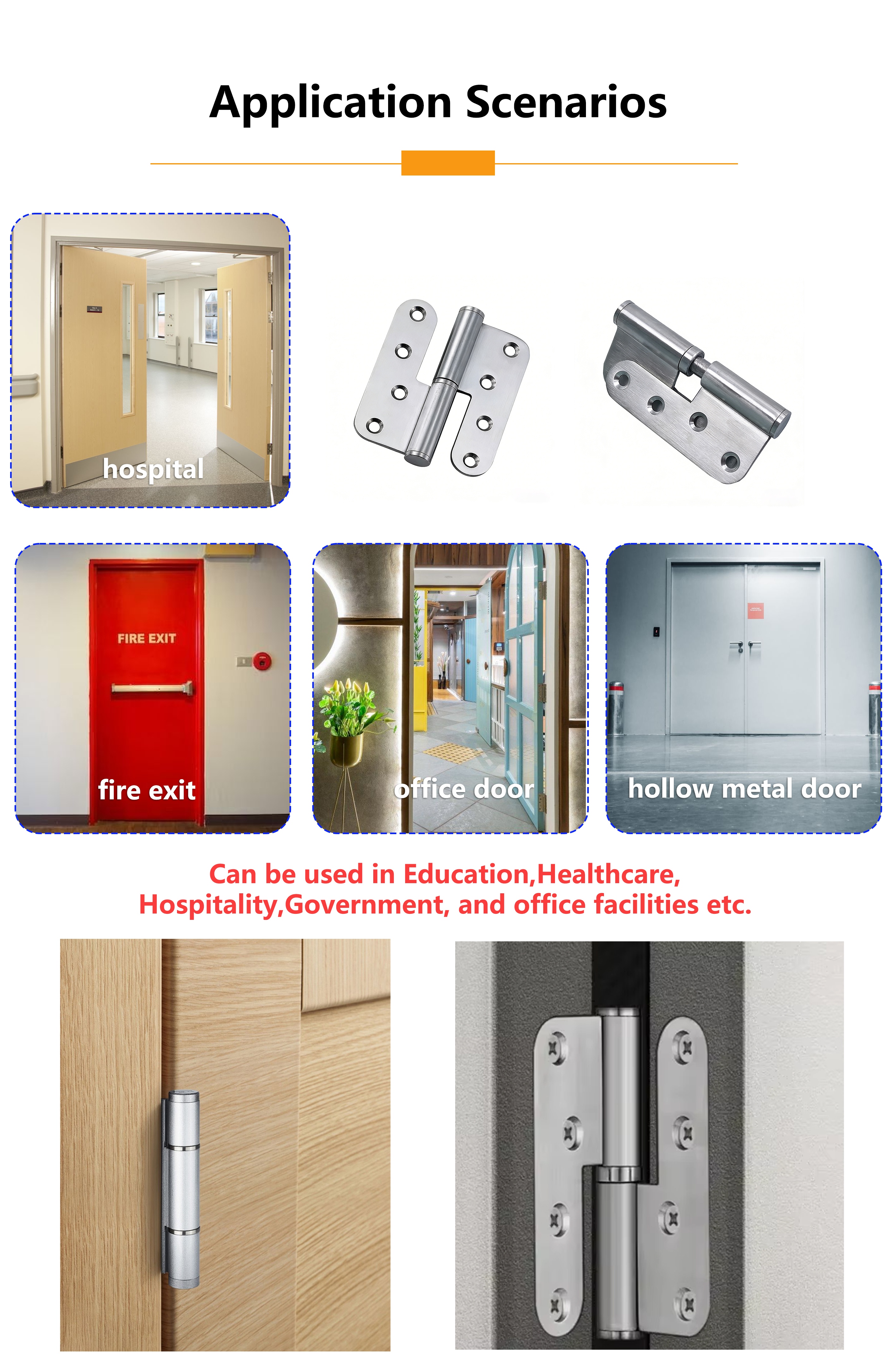 Bisagra de elevación tipo L de grado Industrial, accesorios de montaje de puerta con radio extraíble de acero inoxidable